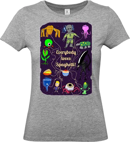 Everybody loves Spaghetti! - Spaghetti, Aliens, Xenomorph, Predator, Trypanohyncha_ocellus, Rocky, Pasta, Nudeln - Standard T-Shirt (Women)