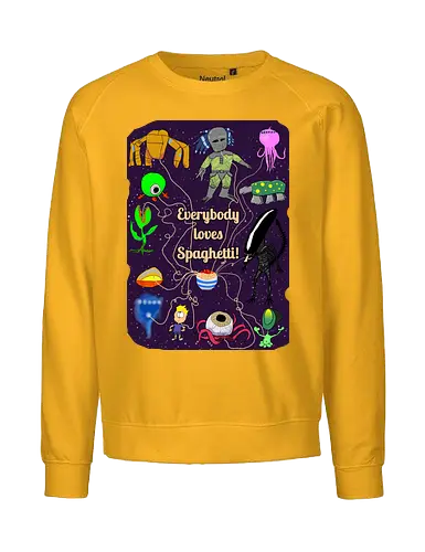 Everybody loves Spaghetti! - Spaghetti, Aliens, Xenomorph, Predator, Trypanohyncha_ocellus, Rocky, Pasta, Nudeln - Fairtrade Sweatshirt
