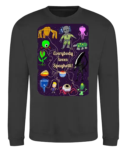 Everybody loves Spaghetti! - Spaghetti, Aliens, Xenomorph, Predator, Trypanohyncha_ocellus, Rocky, Pasta, Nudeln - Sweatshirt