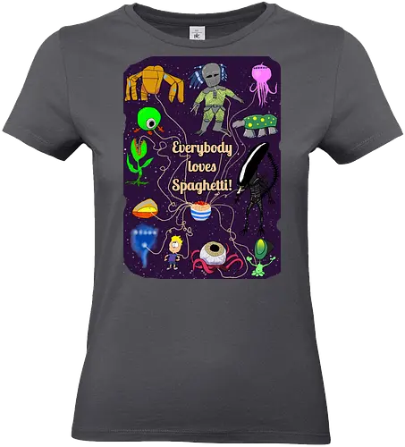 Everybody loves Spaghetti! - Spaghetti, Aliens, Xenomorph, Predator, Trypanohyncha_ocellus, Rocky, Pasta, Nudeln - Standard T-Shirt (Women)