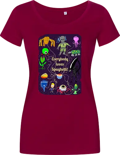 Everybody loves Spaghetti! - Spaghetti, Aliens, Xenomorph, Predator, Trypanohyncha_ocellus, Rocky, Pasta, Nudeln - Women T-Shirt