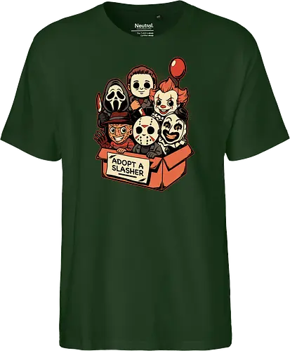 Adopt Slash Horror - Killer, Assassin, Gore, Halloween, Halloween Movie, Halloween Movies, Friday, vintage, Ghost, Clown, Evil Clown, Nightmare, Adoption, Adopt, Pet Adoption, Adopt Me, Slasher, Slash, Classic Horror, Horror, Horror Comedy, Horror Movies, Horror Movie, 80s Horror, Survival Horror, Cosmic Horror, Horror Fan Art, Cute Horror, Horror Aesthetic, Movies, Movie, Classic Movie, Classic, Classic Movies, Survival, Survive, Fan Art, Mashup, Cute, Spooky Season, Spooky, Spooky Cute, Spooky Art, Spooky, Creepy Monsters, Creepy, Monsters, Monster, Scary Movie, Scary, Scary Art, Serial Killer, retro - Fairtrade T-Shirt