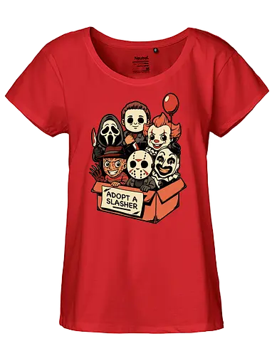 Adopt Slash Horror - Killer, Assassin, Gore, Halloween, Halloween Movie, Halloween Movies, Friday, vintage, Ghost, Clown, Evil Clown, Nightmare, Adoption, Adopt, Pet Adoption, Adopt Me, Slasher, Slash, Classic Horror, Horror, Horror Comedy, Horror Movies, Horror Movie, 80s Horror, Survival Horror, Cosmic Horror, Horror Fan Art, Cute Horror, Horror Aesthetic, Movies, Movie, Classic Movie, Classic, Classic Movies, Survival, Survive, Fan Art, Mashup, Cute, Spooky Season, Spooky, Spooky Cute, Spooky Art, Spooky, Creepy Monsters, Creepy, Monsters, Monster, Scary Movie, Scary, Scary Art, Serial Killer, retro - Fairtrade Girl Shirt