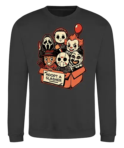 Adopt Slash Horror - Killer, Assassin, Gore, Halloween, Halloween Movie, Halloween Movies, Friday, vintage, Ghost, Clown, Evil Clown, Nightmare, Adoption, Adopt, Pet Adoption, Adopt Me, Slasher, Slash, Classic Horror, Horror, Horror Comedy, Horror Movies, Horror Movie, 80s Horror, Survival Horror, Cosmic Horror, Horror Fan Art, Cute Horror, Horror Aesthetic, Movies, Movie, Classic Movie, Classic, Classic Movies, Survival, Survive, Fan Art, Mashup, Cute, Spooky Season, Spooky, Spooky Cute, Spooky Art, Spooky, Creepy Monsters, Creepy, Monsters, Monster, Scary Movie, Scary, Scary Art, Serial Killer, retro - Sweatshirt