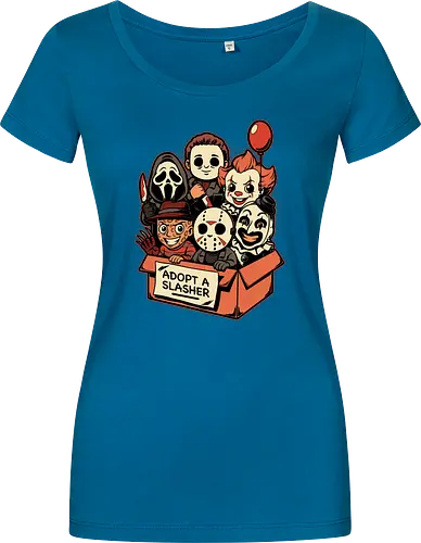 Adopt Slash Horror - Killer, Assassin, Gore, Halloween, Halloween Movie, Halloween Movies, Friday, vintage, Ghost, Clown, Evil Clown, Nightmare, Adoption, Adopt, Pet Adoption, Adopt Me, Slasher, Slash, Classic Horror, Horror, Horror Comedy, Horror Movies, Horror Movie, 80s Horror, Survival Horror, Cosmic Horror, Horror Fan Art, Cute Horror, Horror Aesthetic, Movies, Movie, Classic Movie, Classic, Classic Movies, Survival, Survive, Fan Art, Mashup, Cute, Spooky Season, Spooky, Spooky Cute, Spooky Art, Spooky, Creepy Monsters, Creepy, Monsters, Monster, Scary Movie, Scary, Scary Art, Serial Killer, retro - Women T-Shirt