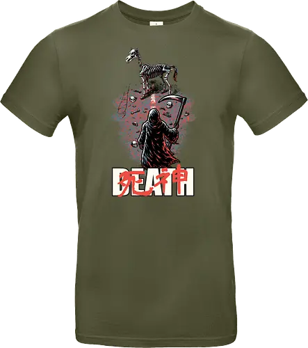 Death Rider Anime - Bible, Skull, Skeleton, Post-apocalyptic, Apocalypse, Armageddon, Grim Reaper, Horse, Death God, Death, Angel Of Death, Rider, Anime, Poster, Manga, Japanese Art, Japanese, Mashup - Standard T-Shirt