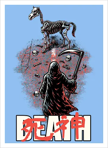 Death Rider Anime - Bible, Skull, Skeleton, Post-apocalyptic, Apocalypse, Armageddon, Grim Reaper, Horse, Death God, Death, Angel Of Death, Rider, Anime, Poster, Manga, Japanese Art, Japanese, Mashup - Artprint