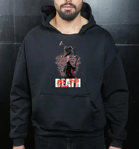 Death Rider Anime - Bible, Skull, Skeleton, Post-apocalyptic, Apocalypse, Armageddon, Grim Reaper, Horse, Death God, Death, Angel Of Death, Rider, Anime, Poster, Manga, Japanese Art, Japanese, Mashup - Cropped Hoodie
