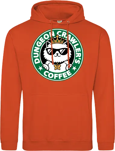 Dungeon Crawler Coffee - Coffee Time, Nerd, Geek, Fantasy, Adventure, Rpg, Litrpg, Book, Books, Bookworm, Science Fantasy, Science Fiction, Scifi, Cat, Pet, Donut, Funny, Post-apocalyptic, Apocalypse, Post Apocalyptic, Apocalyptic Cats, Postapocalypse, Post-apocalypse, Poster, Parody, Mashup, Logo, Graphic Design, Coffee, Coffee Shop - Standard Hoodie