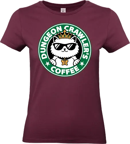 Dungeon Crawler Coffee - Coffee Time, Nerd, Geek, Fantasy, Adventure, Rpg, Litrpg, Book, Books, Bookworm, Science Fantasy, Science Fiction, Scifi, Cat, Pet, Donut, Funny, Post-apocalyptic, Apocalypse, Post Apocalyptic, Apocalyptic Cats, Postapocalypse, Post-apocalypse, Poster, Parody, Mashup, Logo, Graphic Design, Coffee, Coffee Shop - Standard T-Shirt (Women)