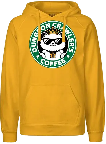 Dungeon Crawler Coffee - Coffee Time, Nerd, Geek, Fantasy, Adventure, Rpg, Litrpg, Book, Books, Bookworm, Science Fantasy, Science Fiction, Scifi, Cat, Pet, Donut, Funny, Post-apocalyptic, Apocalypse, Post Apocalyptic, Apocalyptic Cats, Postapocalypse, Post-apocalypse, Poster, Parody, Mashup, Logo, Graphic Design, Coffee, Coffee Shop - Fairtrade Hoodie