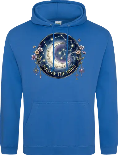 Magic Moon and Stars Night Sky Graphic design - CelestialDesign, MoonAndStars, NightSkyArt, StarryNight, CosmicVibes, MagicMoon, AstronomyLover, DreamyAesthetic, NightSkyDesign - Standard Hoodie