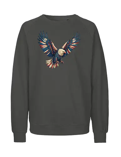 Majestätischer Adler - > EagleDesign, MajesticEagle, FreedomVibes, BirdOfPrey, WildlifeArt, PowerfulEagle, AmericanSymbol, AnimalGraphic, NatureLovers - Fairtrade Sweatshirt