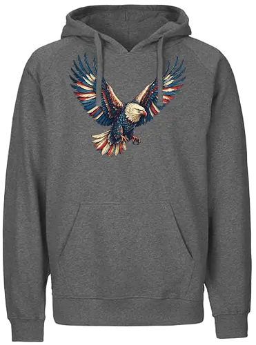 Majestätischer Adler - > EagleDesign, MajesticEagle, FreedomVibes, BirdOfPrey, WildlifeArt, PowerfulEagle, AmericanSymbol, AnimalGraphic, NatureLovers - Fairtrade Hoodie