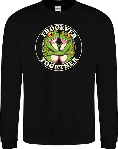 Frogever Together - frog, frogs, frogever, together, love, friendship, couple, romance, cute, funny, humor, vintage, retro, nature, animal, amphibian, kawaii, adorable, soulmate, forever, couplegoals, cuteanimals, froglover, naturelover, gift, cartoon, illustration, wholesome, romantic - Sweatshirt