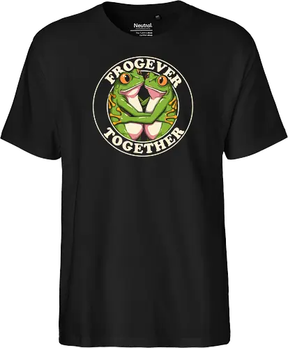 Frogever Together - frog, frogs, frogever, together, love, friendship, couple, romance, cute, funny, humor, vintage, retro, nature, animal, amphibian, kawaii, adorable, soulmate, forever, couplegoals, cuteanimals, froglover, naturelover, gift, cartoon, illustration, wholesome, romantic - Fairtrade T-Shirt