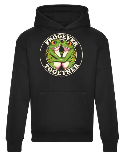 Frogever Together - frog, frogs, frogever, together, love, friendship, couple, romance, cute, funny, humor, vintage, retro, nature, animal, amphibian, kawaii, adorable, soulmate, forever, couplegoals, cuteanimals, froglover, naturelover, gift, cartoon, illustration, wholesome, romantic - Heavyweight Hoodie