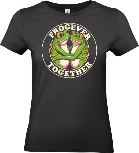 Frogever Together - frog, frogs, frogever, together, love, friendship, couple, romance, cute, funny, humor, vintage, retro, nature, animal, amphibian, kawaii, adorable, soulmate, forever, couplegoals, cuteanimals, froglover, naturelover, gift, cartoon, illustration, wholesome, romantic - Standard T-Shirt (Women)