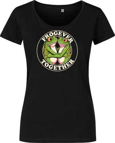 Frogever Together - frog, frogs, frogever, together, love, friendship, couple, romance, cute, funny, humor, vintage, retro, nature, animal, amphibian, kawaii, adorable, soulmate, forever, couplegoals, cuteanimals, froglover, naturelover, gift, cartoon, illustration, wholesome, romantic - Women T-Shirt