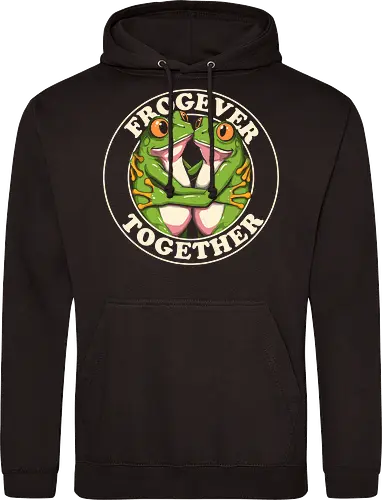 Frogever Together - frog, frogs, frogever, together, love, friendship, couple, romance, cute, funny, humor, vintage, retro, nature, animal, amphibian, kawaii, adorable, soulmate, forever, couplegoals, cuteanimals, froglover, naturelover, gift, cartoon, illustration, wholesome, romantic - Standard Hoodie
