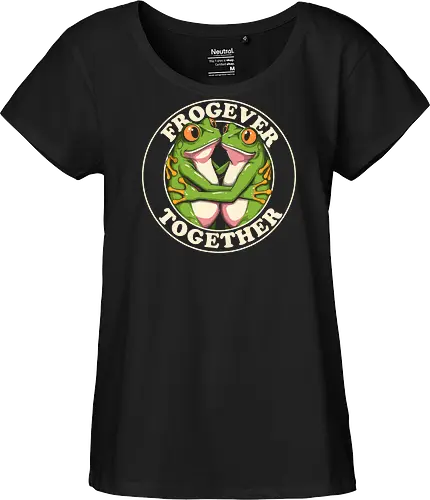 Frogever Together - frog, frogs, frogever, together, love, friendship, couple, romance, cute, funny, humor, vintage, retro, nature, animal, amphibian, kawaii, adorable, soulmate, forever, couplegoals, cuteanimals, froglover, naturelover, gift, cartoon, illustration, wholesome, romantic - Fairtrade Girl Shirt