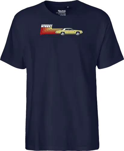 Groovy Classic - Das legendärste Auto im Horror - Evil Dead, classic car art, 80s horror, Ash Williams, Oldsmobile Delta 88, Groovy, The Evil Dead, Evil Dead 2, Army of Darkness, Ash vs Evil Dead, horror cult, vintage horror, retro horror art, Sam Raimi, Bruce Campbell, geek horror, horror movie art - Fairtrade T-Shirt