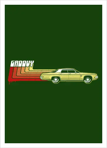 Groovy Classic - Das legendärste Auto im Horror - Evil Dead, classic car art, 80s horror, Ash Williams, Oldsmobile Delta 88, Groovy, The Evil Dead, Evil Dead 2, Army of Darkness, Ash vs Evil Dead, horror cult, vintage horror, retro horror art, Sam Raimi, Bruce Campbell, geek horror, horror movie art - Artprint