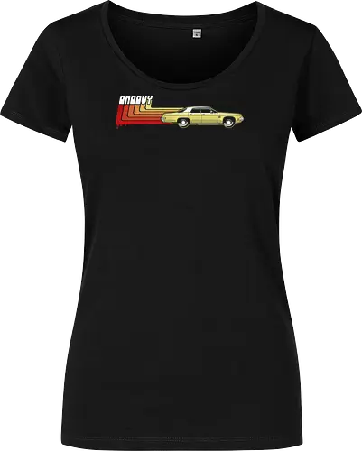 Groovy Classic - Das legendärste Auto im Horror - Evil Dead, classic car art, 80s horror, Ash Williams, Oldsmobile Delta 88, Groovy, The Evil Dead, Evil Dead 2, Army of Darkness, Ash vs Evil Dead, horror cult, vintage horror, retro horror art, Sam Raimi, Bruce Campbell, geek horror, horror movie art - Women T-Shirt