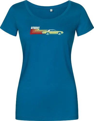 Groovy Classic - Das legendärste Auto im Horror - Evil Dead, classic car art, 80s horror, Ash Williams, Oldsmobile Delta 88, Groovy, The Evil Dead, Evil Dead 2, Army of Darkness, Ash vs Evil Dead, horror cult, vintage horror, retro horror art, Sam Raimi, Bruce Campbell, geek horror, horror movie art - Women T-Shirt