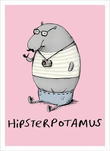 Grauer Hipster Nilpferd Brille Schnurrbart Analogkamera - Cartoon-Nilpferd, Englisches Wortspiel, Hipster-Print, Süße Tierkunst, Nilpferd-Zeichnung, Hipster-Humor-Geschenk, Hipsterpotamus, Hipster-Nilpferd, Nilpferd-Hipster, Tierwortspiel, Hipster-Humor, Süßes Nilpferd, Analoge Tierkamera, Hipster-Schnurrbart, Runde Tierbrille, Wortspiel-T-Shirt, Urbane Tierkunst, Kreativer visueller Humor, Hipster-Cartoon, Stylisches Tier - Artprint