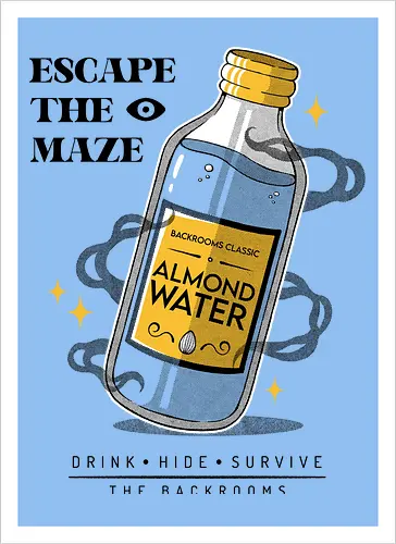 ALMOND WATER - backrooms, horror, terror, almond water, videogames, halloween - Artprint