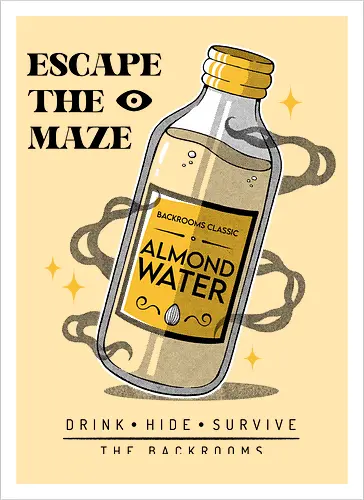 ALMOND WATER - backrooms, horror, terror, almond water, videogames, halloween - Artprint