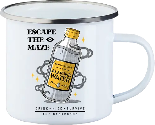 ALMOND WATER - backrooms, horror, terror, almond water, videogames, halloween - Enamel Mug