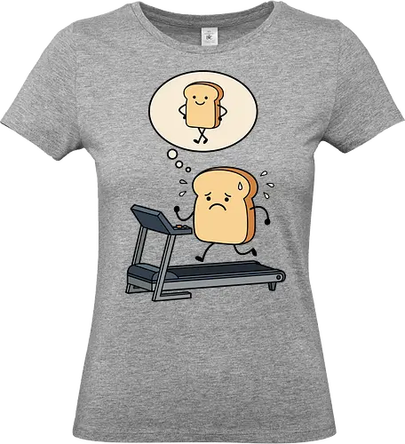 Working on that Crust: The Cardio Carb - sarcastic workout fashion, aesthetic cartoon streetwear, funny workout shirt, bread on treadmill graphic, kawaii fitness apparel, carb lover merch, relatable gym clothing, cute food character tee, fitness motivation humor, toast pun shirt - Standard T-Shirt (Women)