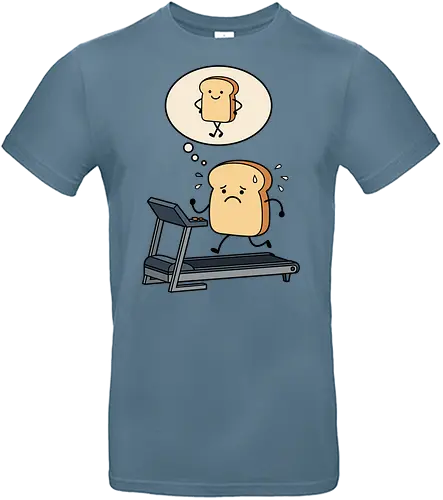 Working on that Crust: The Cardio Carb - sarcastic workout fashion, aesthetic cartoon streetwear, funny workout shirt, bread on treadmill graphic, kawaii fitness apparel, carb lover merch, relatable gym clothing, cute food character tee, fitness motivation humor, toast pun shirt - Standard T-Shirt