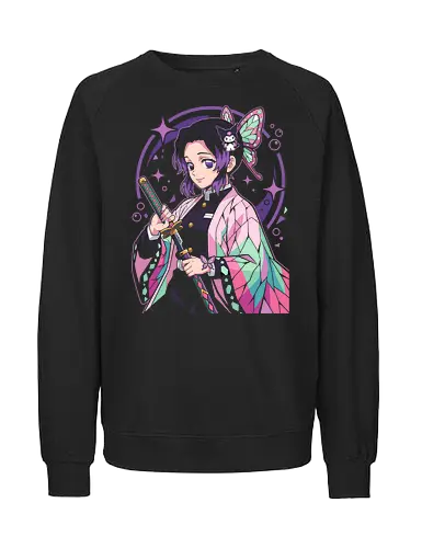 Pastel Poison: The Kawaii Butterfly Pillar - Shinobu Kocho shirt, Insect Hashira apparel, Demon Slayer graphic tee, pastel anime streetwear, kawaii otaku fashion, anime crossover merch, Kimetsu no Yaiba clothing, aesthetic butterfly girl, cute anime sword design, soft girl anime tee - Fairtrade Sweatshirt