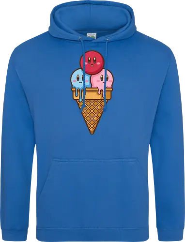 Sweet Dreams: Kawaii Hero Ice Cream - Kirby ice cream shirt, melting ice cream design, anime dessert graphic, kawaii gaming graphic tee, retro Nintendo streetwear, cute food anime apparel, pastel pink gamer fashion, sweet aesthetic clothing, nostalgic platformer merch, funny pop art tee - Standard Hoodie