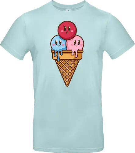 Sweet Dreams: Kawaii Hero Ice Cream - Kirby ice cream shirt, melting ice cream design, anime dessert graphic, kawaii gaming graphic tee, retro Nintendo streetwear, cute food anime apparel, pastel pink gamer fashion, sweet aesthetic clothing, nostalgic platformer merch, funny pop art tee - Standard T-Shirt