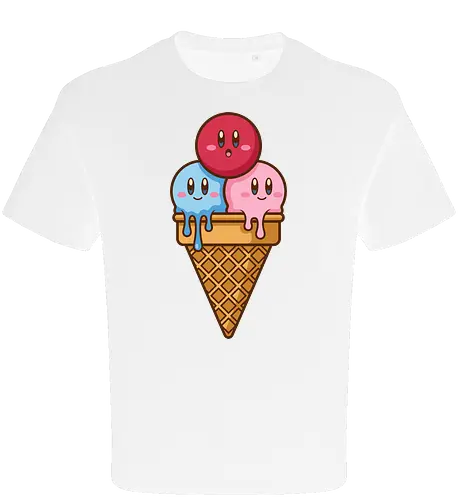 Sweet Dreams: Kawaii Hero Ice Cream - Kirby ice cream shirt, melting ice cream design, anime dessert graphic, kawaii gaming graphic tee, retro Nintendo streetwear, cute food anime apparel, pastel pink gamer fashion, sweet aesthetic clothing, nostalgic platformer merch, funny pop art tee - Oversize T-Shirt