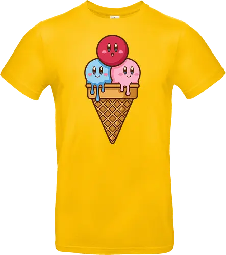 Sweet Dreams: Kawaii Hero Ice Cream - Kirby ice cream shirt, melting ice cream design, anime dessert graphic, kawaii gaming graphic tee, retro Nintendo streetwear, cute food anime apparel, pastel pink gamer fashion, sweet aesthetic clothing, nostalgic platformer merch, funny pop art tee - Standard T-Shirt
