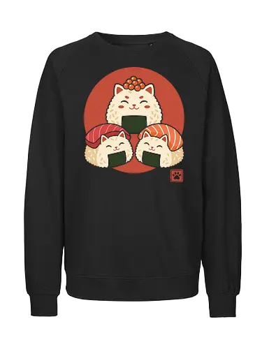 Neko Nigiri: The Sushi Cats - funny sushi merch, sushi cat shirt, kawaii Japanese food apparel, anime foodie graphic tee, neko nigiri design, cute animal streetwear, onigiri rice ball shirt, aesthetic pop art clothing, retro Japanese sun graphic, otaku lifestyle tee - Fairtrade Sweatshirt