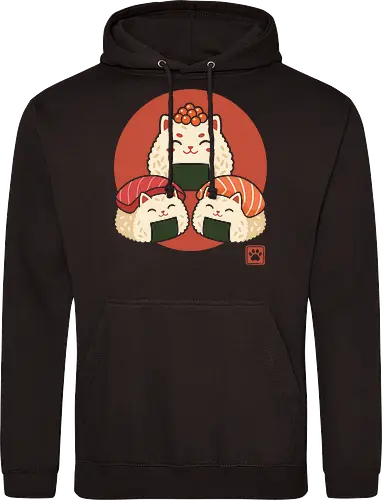 Neko Nigiri: The Sushi Cats - funny sushi merch, sushi cat shirt, kawaii Japanese food apparel, anime foodie graphic tee, neko nigiri design, cute animal streetwear, onigiri rice ball shirt, aesthetic pop art clothing, retro Japanese sun graphic, otaku lifestyle tee - Standard Hoodie