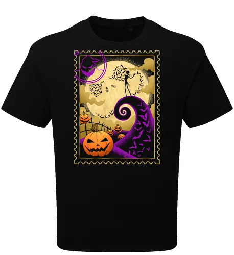 Halloween Postage - bats, trick or treat, halloween, fall, horror, mail, moonlight, nightmare, october, postage, pumpkin, scary, spooky, stamp, stamp collecting - Oversize T-Shirt