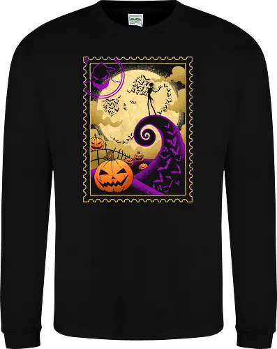 Halloween Postage - bats, trick or treat, halloween, fall, horror, mail, moonlight, nightmare, october, postage, pumpkin, scary, spooky, stamp, stamp collecting - Sweatshirt