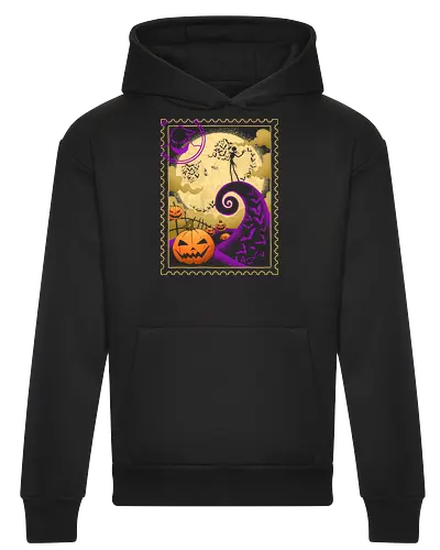 Halloween Postage - bats, trick or treat, halloween, fall, horror, mail, moonlight, nightmare, october, postage, pumpkin, scary, spooky, stamp, stamp collecting - Heavyweight Hoodie
