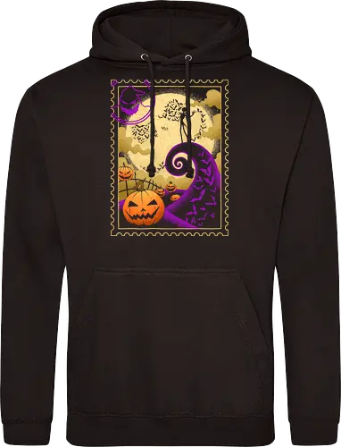 Halloween Postage - bats, trick or treat, halloween, fall, horror, mail, moonlight, nightmare, october, postage, pumpkin, scary, spooky, stamp, stamp collecting - Standard Hoodie