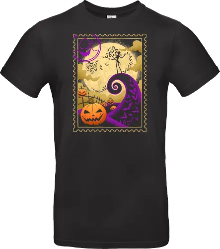 Halloween Postage - bats, trick or treat, halloween, fall, horror, mail, moonlight, nightmare, october, postage, pumpkin, scary, spooky, stamp, stamp collecting - Standard T-Shirt