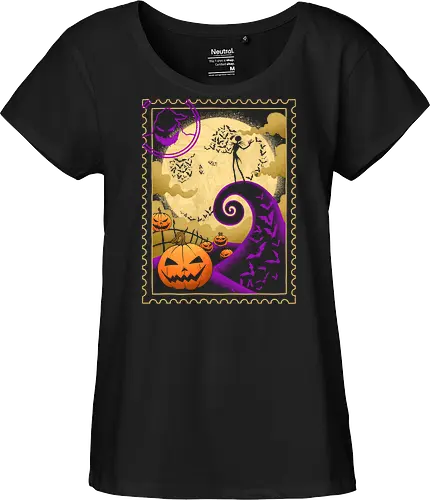 Halloween Postage - bats, trick or treat, halloween, fall, horror, mail, moonlight, nightmare, october, postage, pumpkin, scary, spooky, stamp, stamp collecting - Fairtrade Girl Shirt