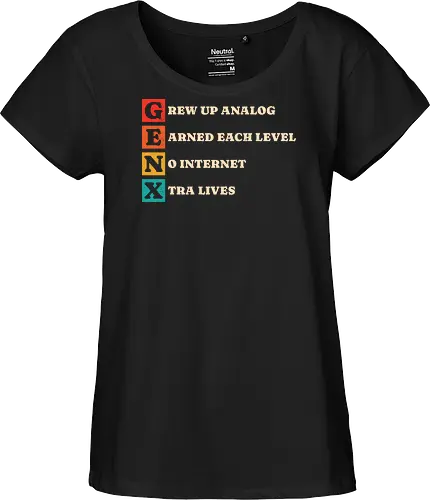 Generation Raised Offline - retro, retro tech, vintage, generation x, 70s, 80s, 90s, analog, childhood, humor, internet, music, no internet, nostalgia, old school - Fairtrade Girl Shirt