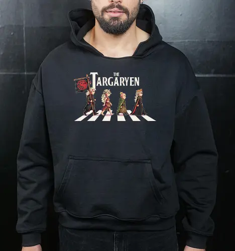 The Targaryen - targarye, dragons, abbey road, beatles, Throne, daemon, egg, duncan, dunk, knight, king, queen, thrones, rhaenyra - Cropped Hoodie